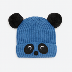 Blue panda pompon cap