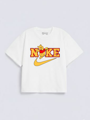 Boys Winnie the Pooh Nike Print White  Down Shoulder  T-shirt