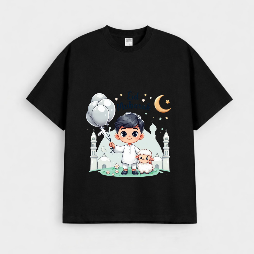 Boys Cute Eid Graphic Drop-Shoulder T-Shirt (Eid Edit)