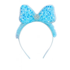 Girls blue bow sequin hair band (Last Chance)