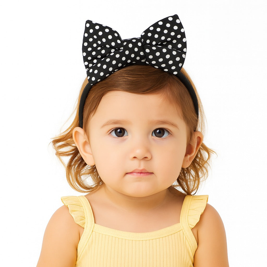 Black Polka dots bow band
