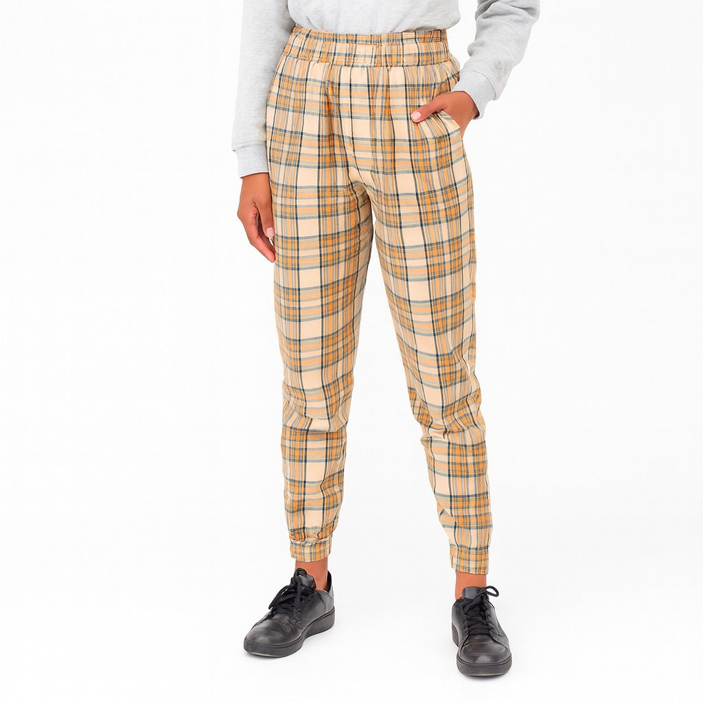Ladies yellow check trouser