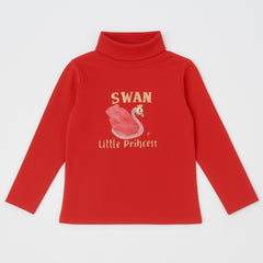 swan glitter red high-neck