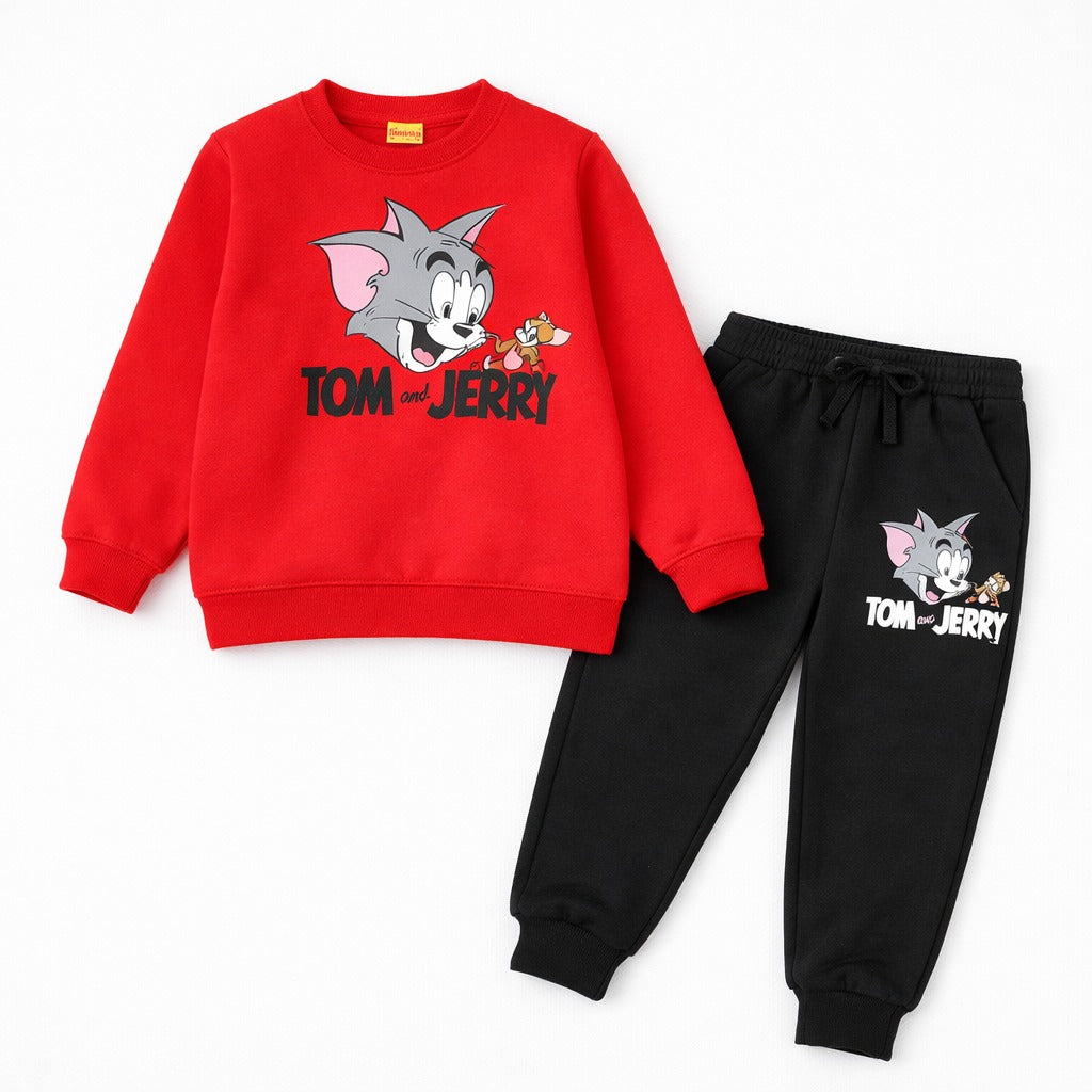 Red Tom and Jerry Printed Boys Tracksuit