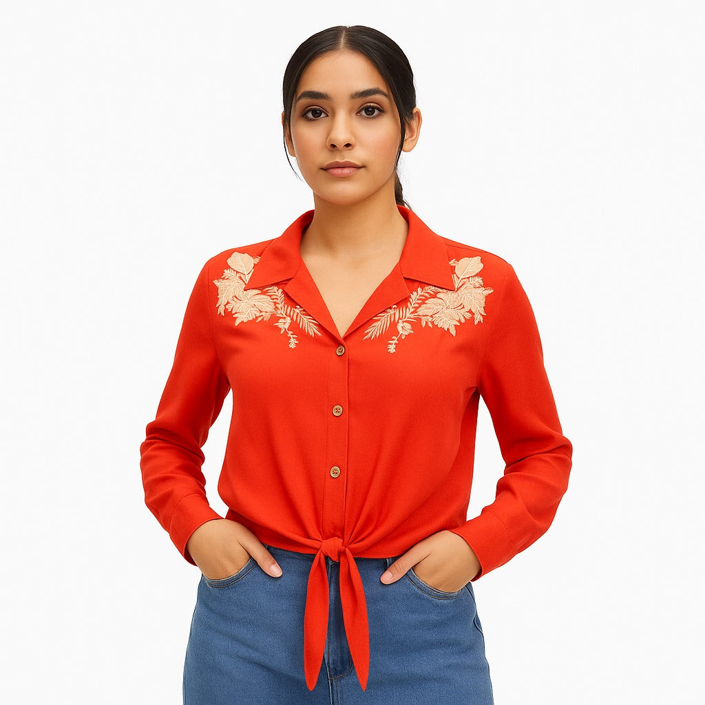 Ladies red flower Top