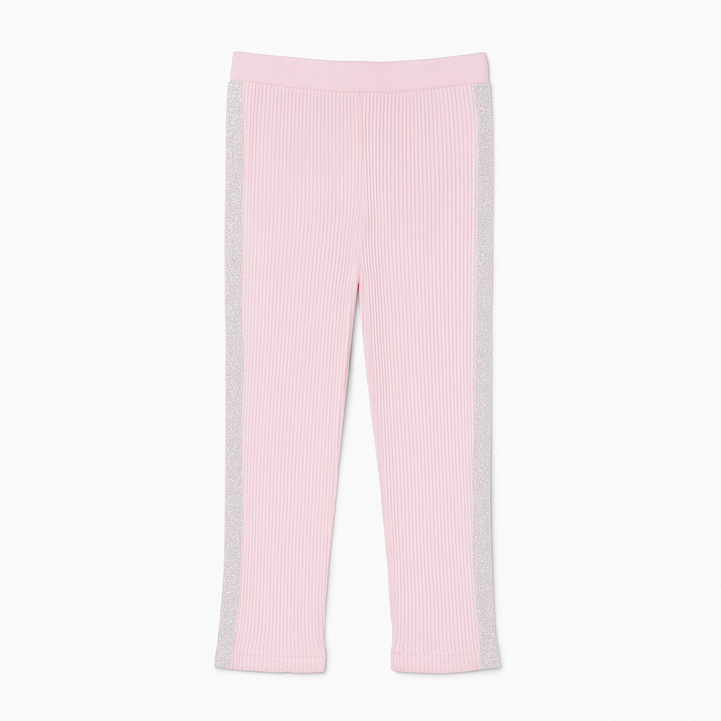 Girls pink side glitter stripe trouser