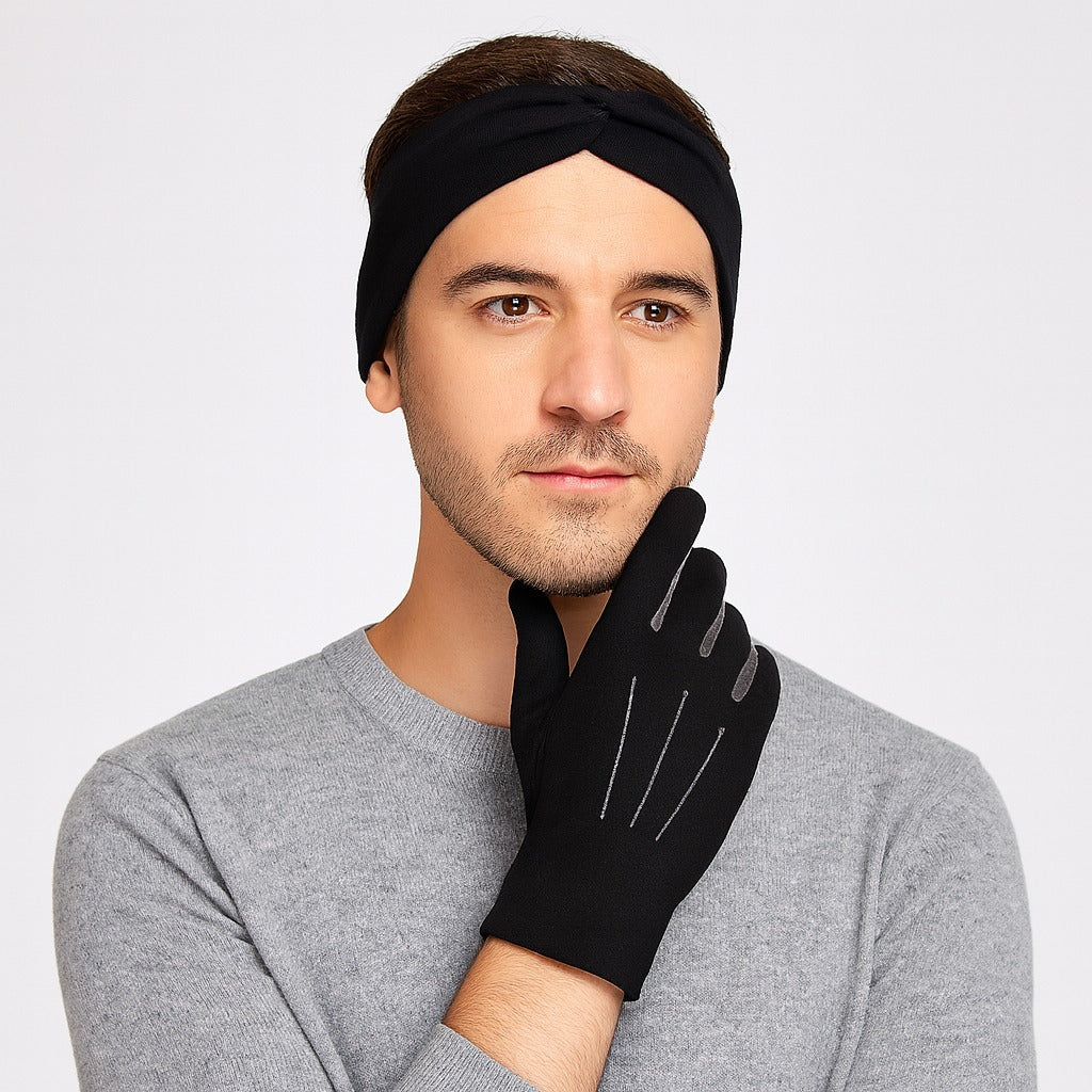 Mens black and gray gloves