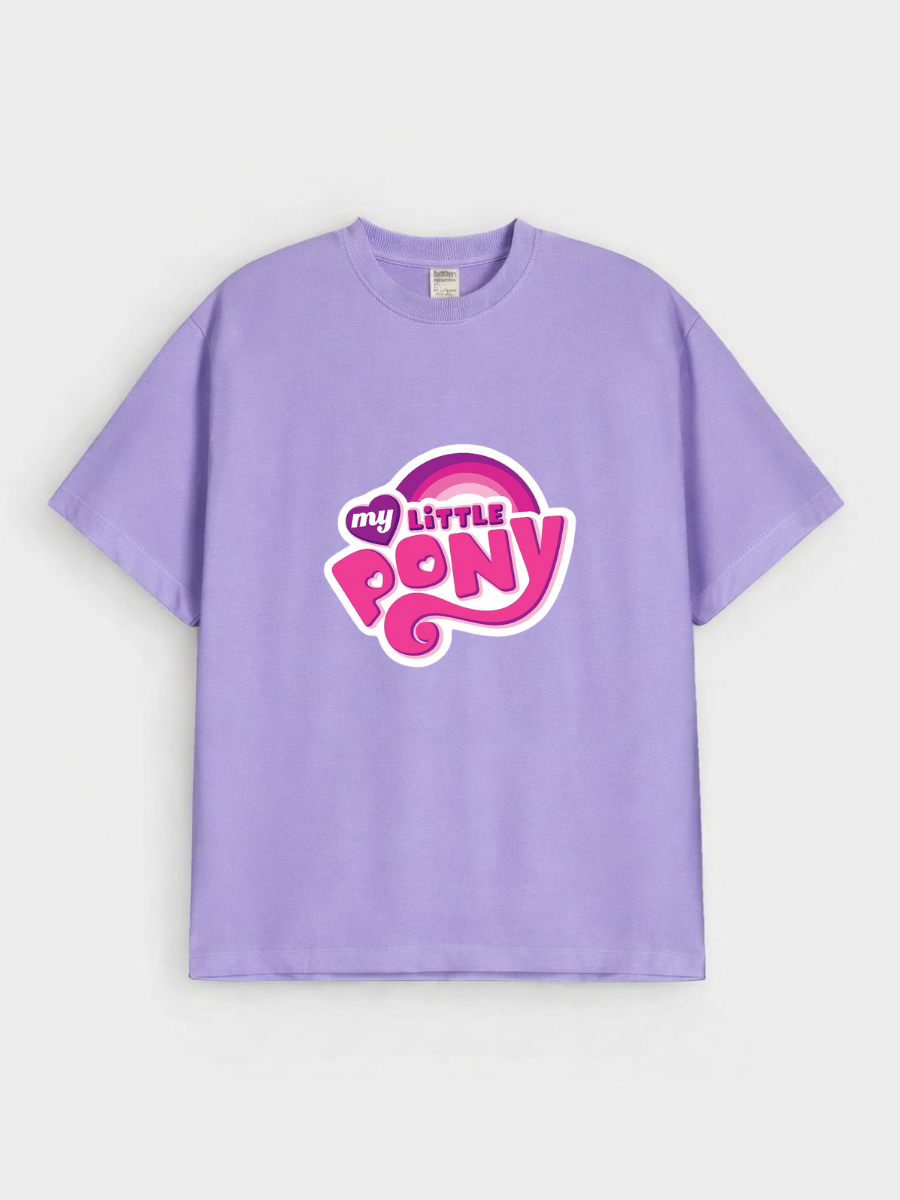 Girls My Little Pony Print Purple Down Shoulder T-shirt