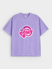 Girls My Little Pony Print Purple Down Shoulder T-shirt