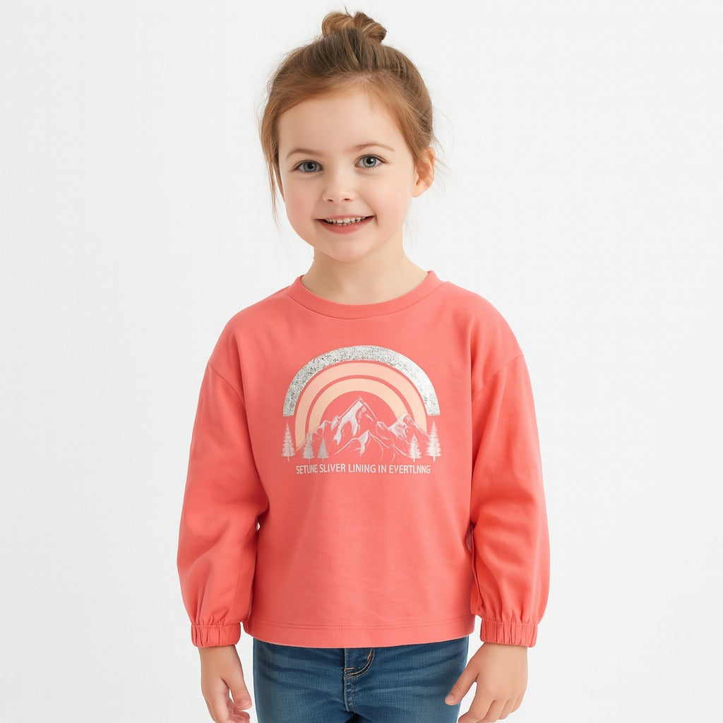 Girls rainbow sequin full sleeves shirt