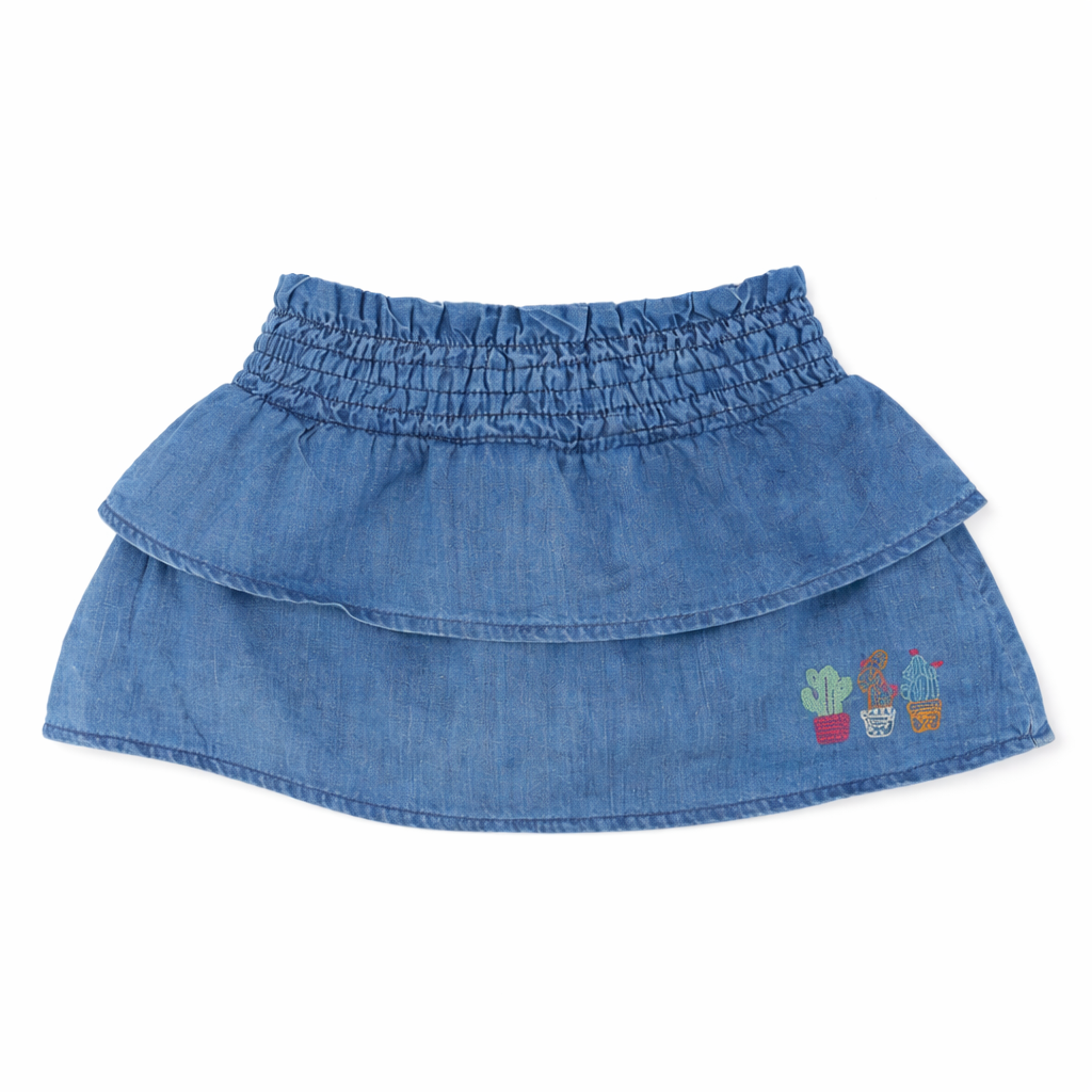 Girls blue skirt with flower embroidery (Last Chance)