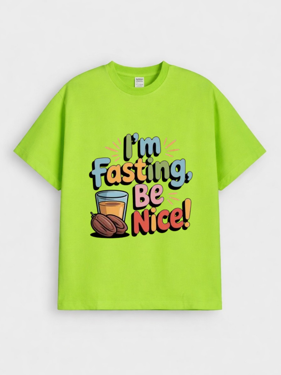 Girls Funny Fasting Quote Graphic Down Shoulder T-shirt for Ramadan