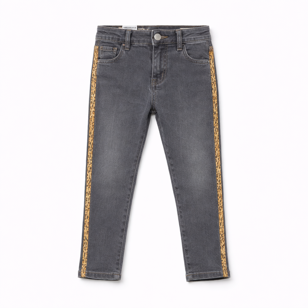 Girls gray side cheetah print pant (Last Chance)