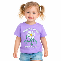 Girls purple happy mind happy life flower shirt (Last Chance)