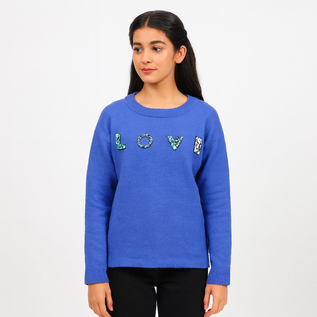 Blue love sequence  sweater