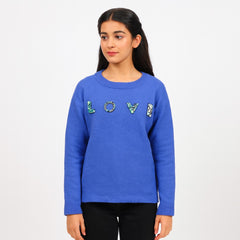 Blue love sequence  sweater