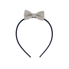 Girls light gray glitter bow hair band