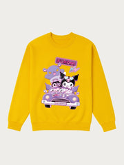Girls Yellow Kuromi Car Graphic Fleece Sweatshirt