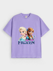 Girls Frozen Lavender Down Shoulder T-shirt