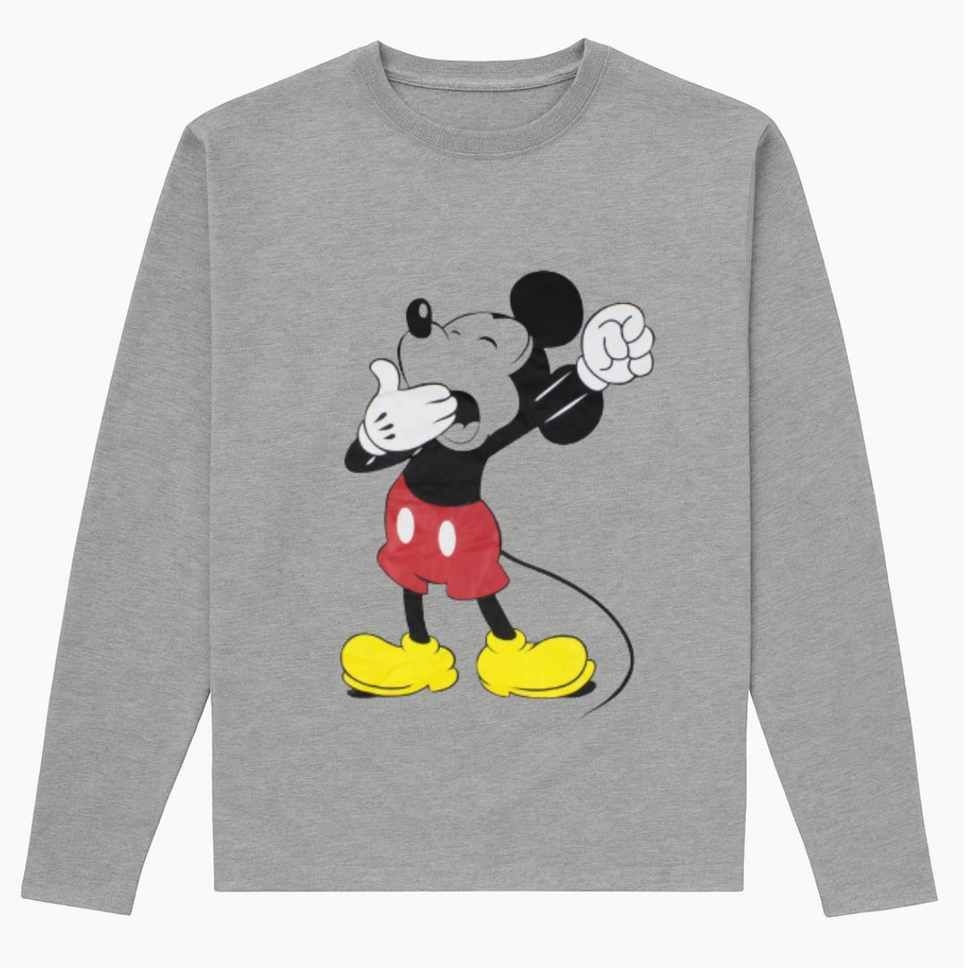 Boys gray Mickey Mouse Full sleeves T-Shirt