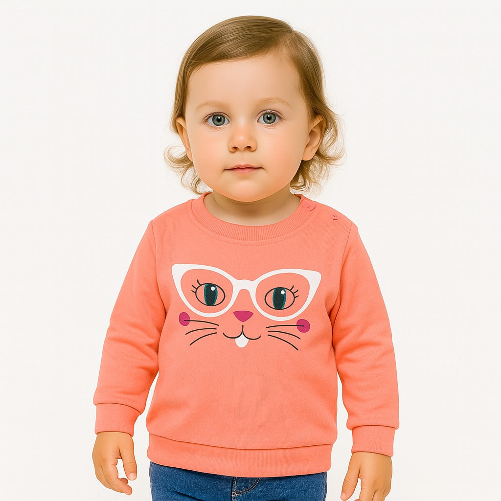 GIRLS CAT PRINTED SWEATSHIRT