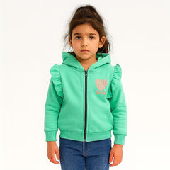 Girls green frill sleeves upper