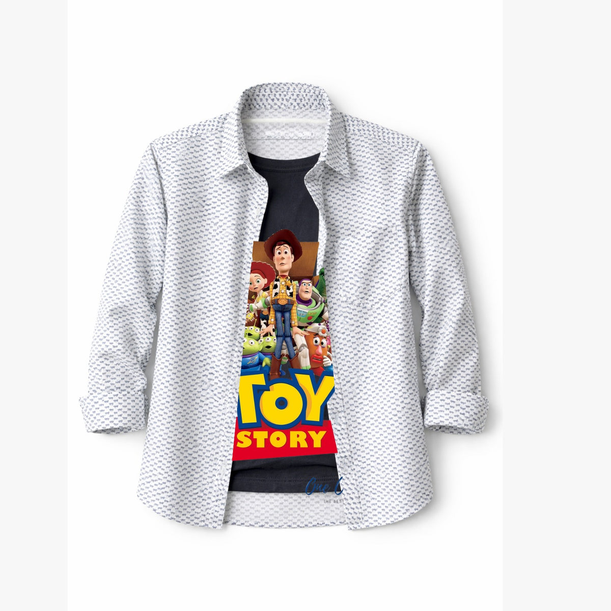Boys White Printed Full Sleeves Casual Shirt
