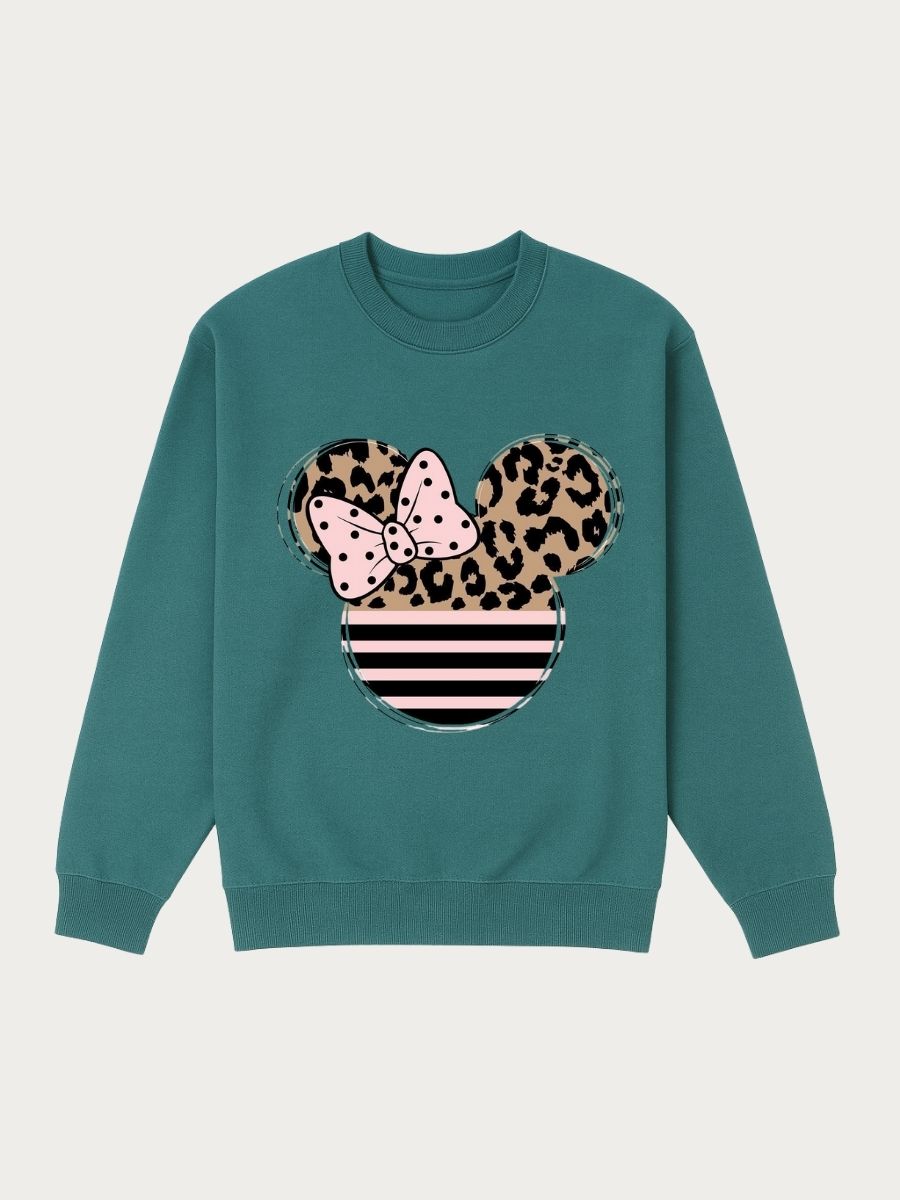 Girls Leopard Mickey Fleece Sweatshirt