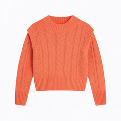 Girls orange braided sweater