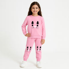 Girls pink cat tracksuit/
