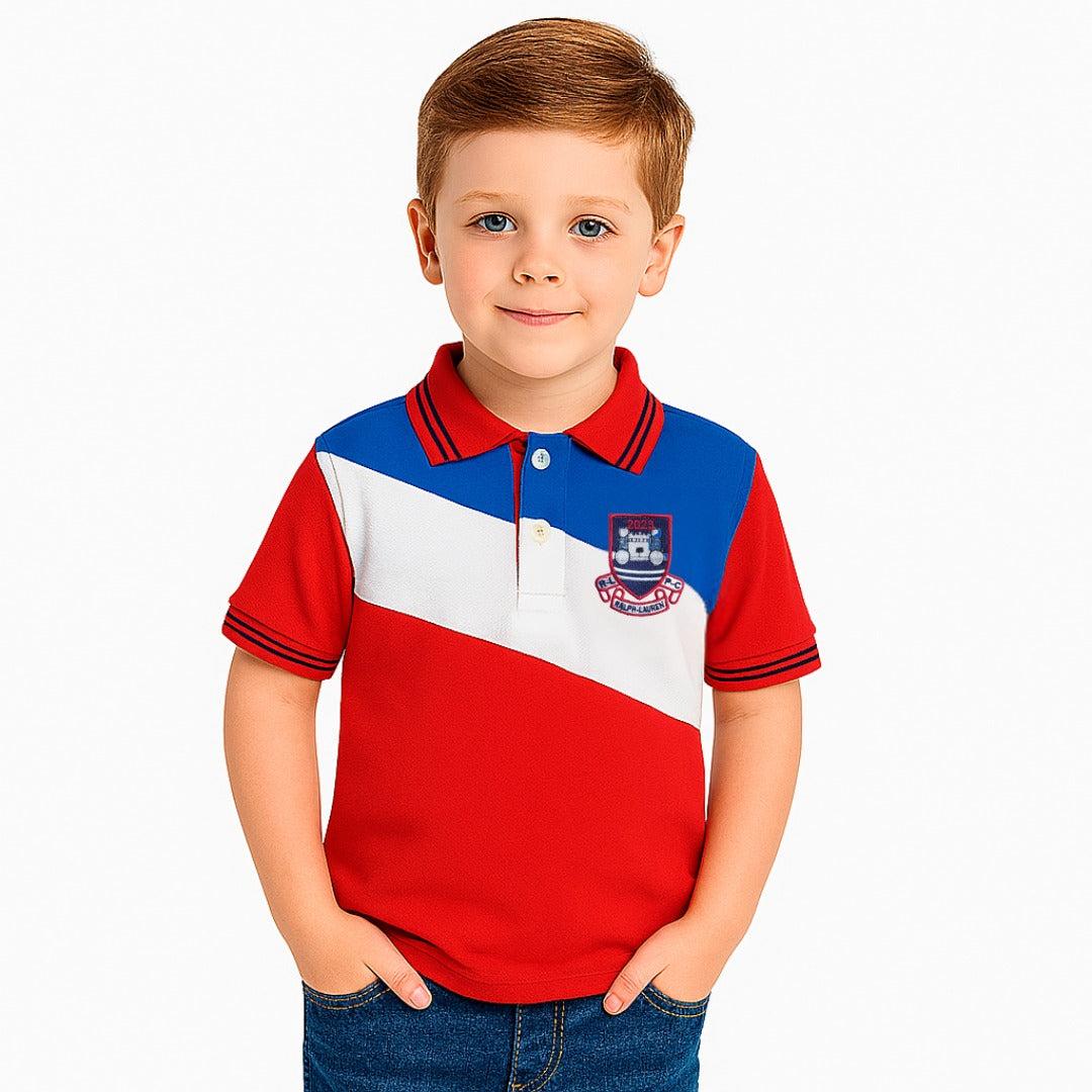 Boys red,blue and white polo shirt