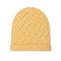 Women yellow braid wool cap