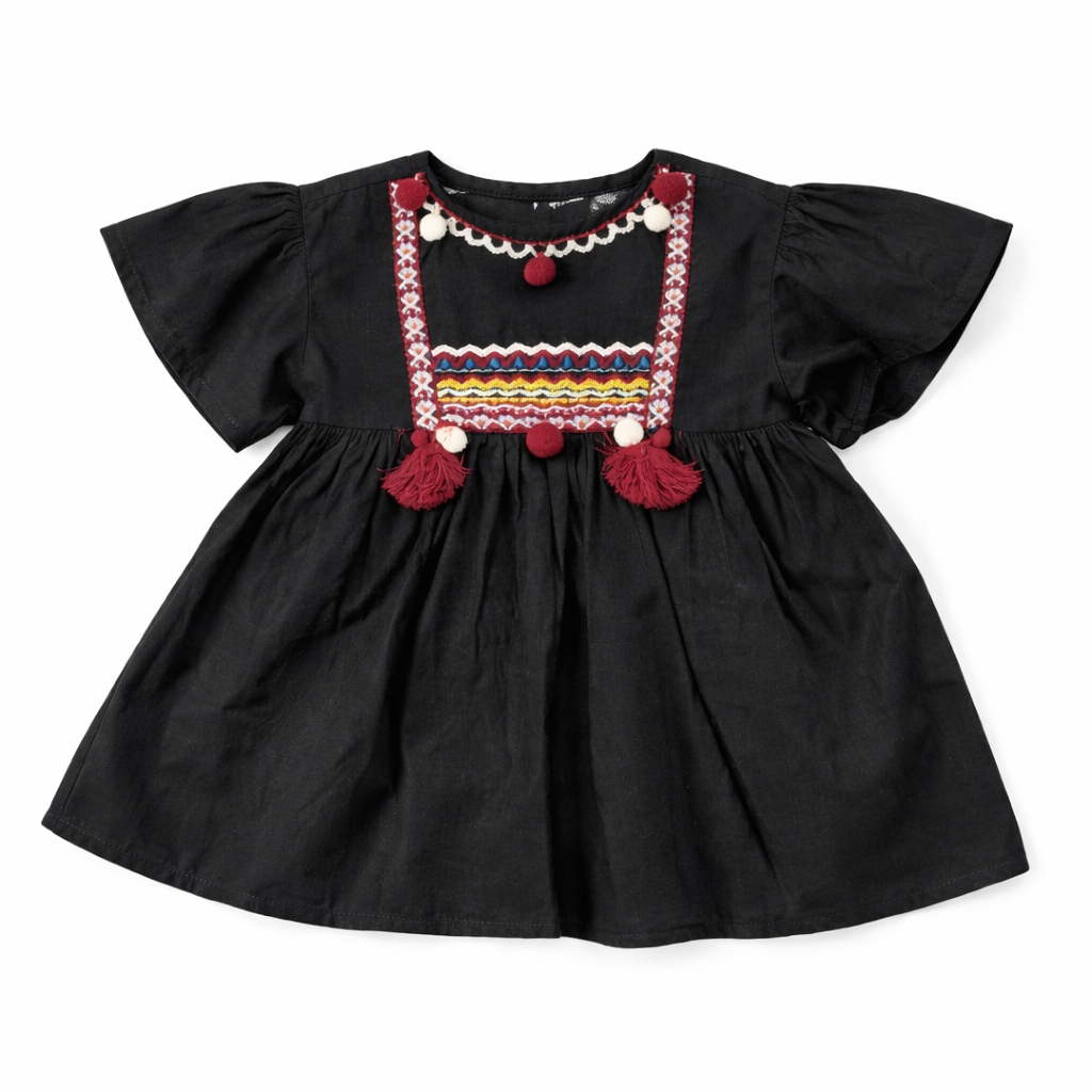 Girls black embroided frock (Last Chance)