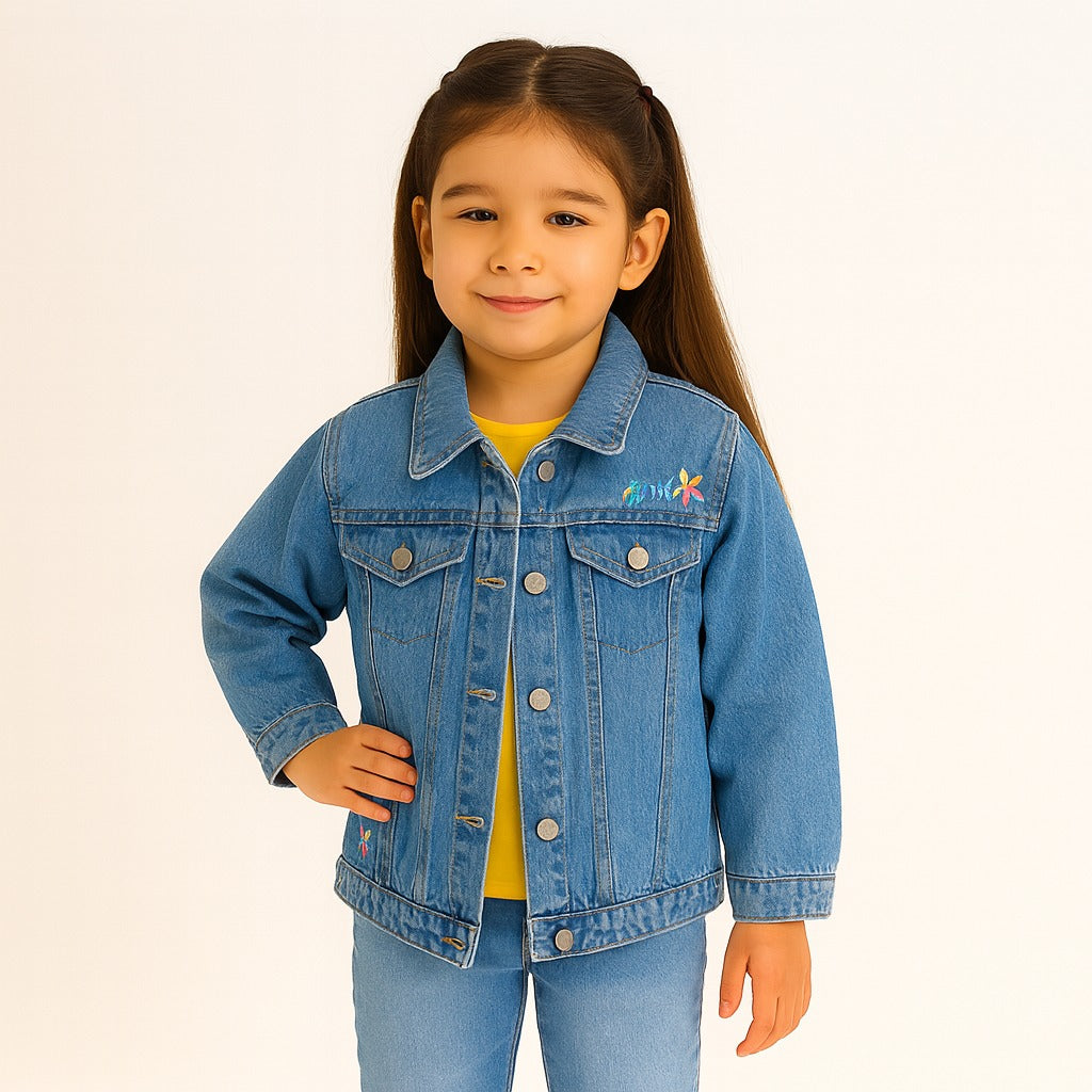 Girls denim embroidered jacket