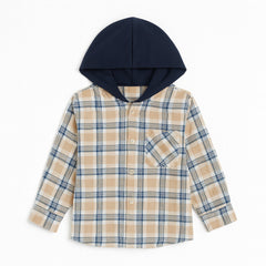 Boys blue and yellow check hoodie