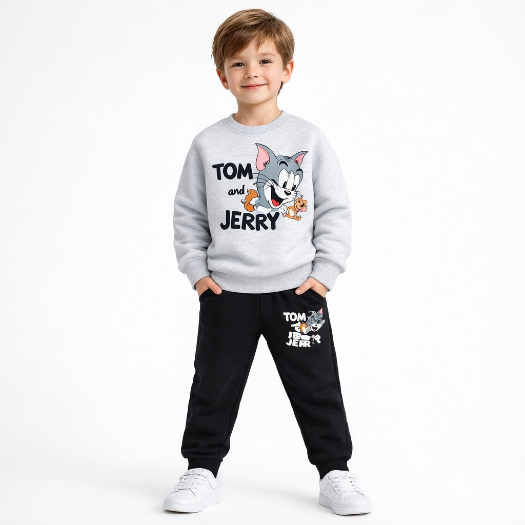 Boys Tom and Jerry Grey Printed Tracksuit