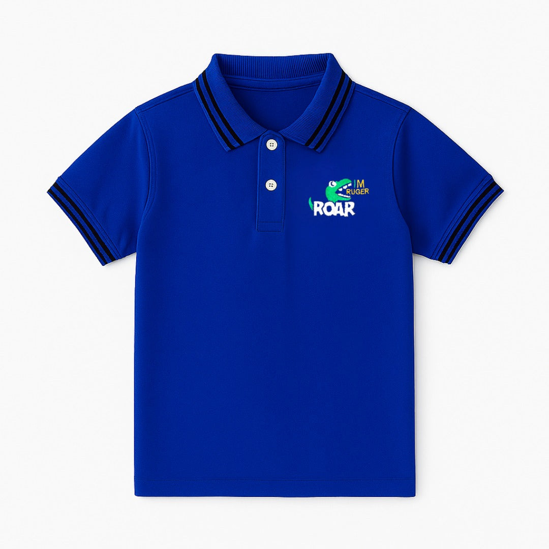 Boys ink blue Dino polo
