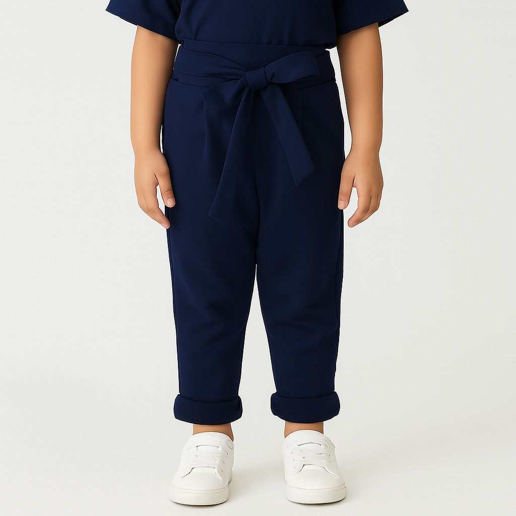 girls blue bow trouser