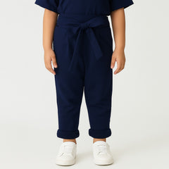 girls blue bow trouser