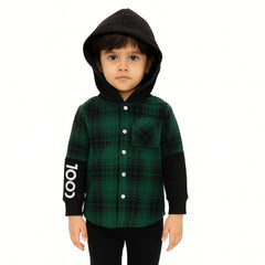 Boy green check hoodie