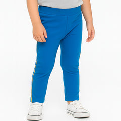 Girls blue side stripe tights