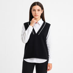 Ladies black sleeveless sweater