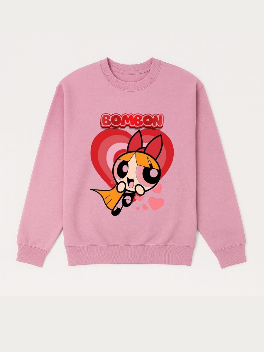 Girls Pink Powerpuff Fleece Sweatshirt