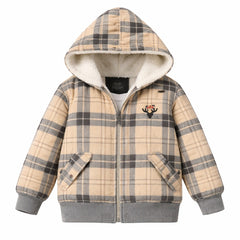Boys Beige Check Hood