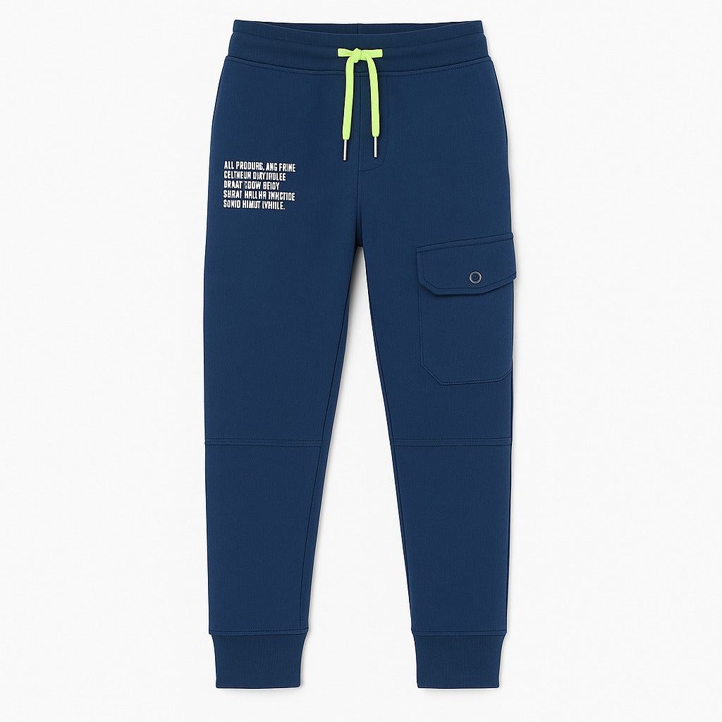 Boys blue trouser with neon bow (Last Chance)