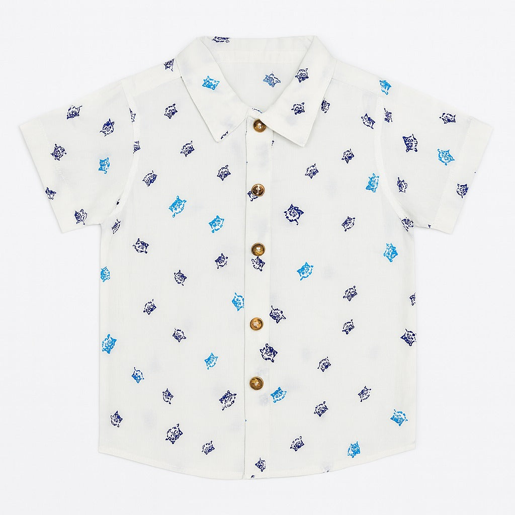 Boys white print casual shirt