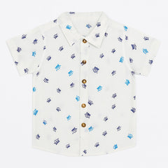 Boys white print casual shirt