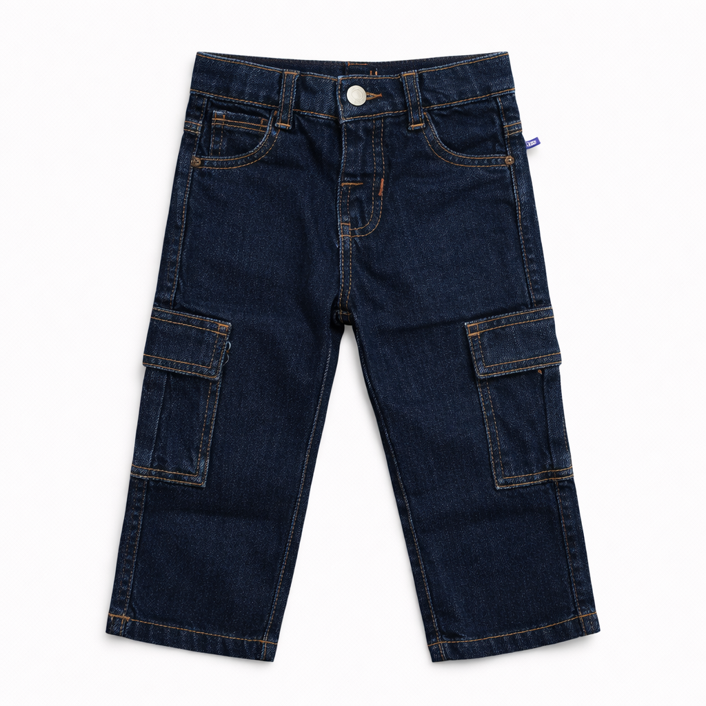 Boys Dark Blue Pocket Denim baggey Pant