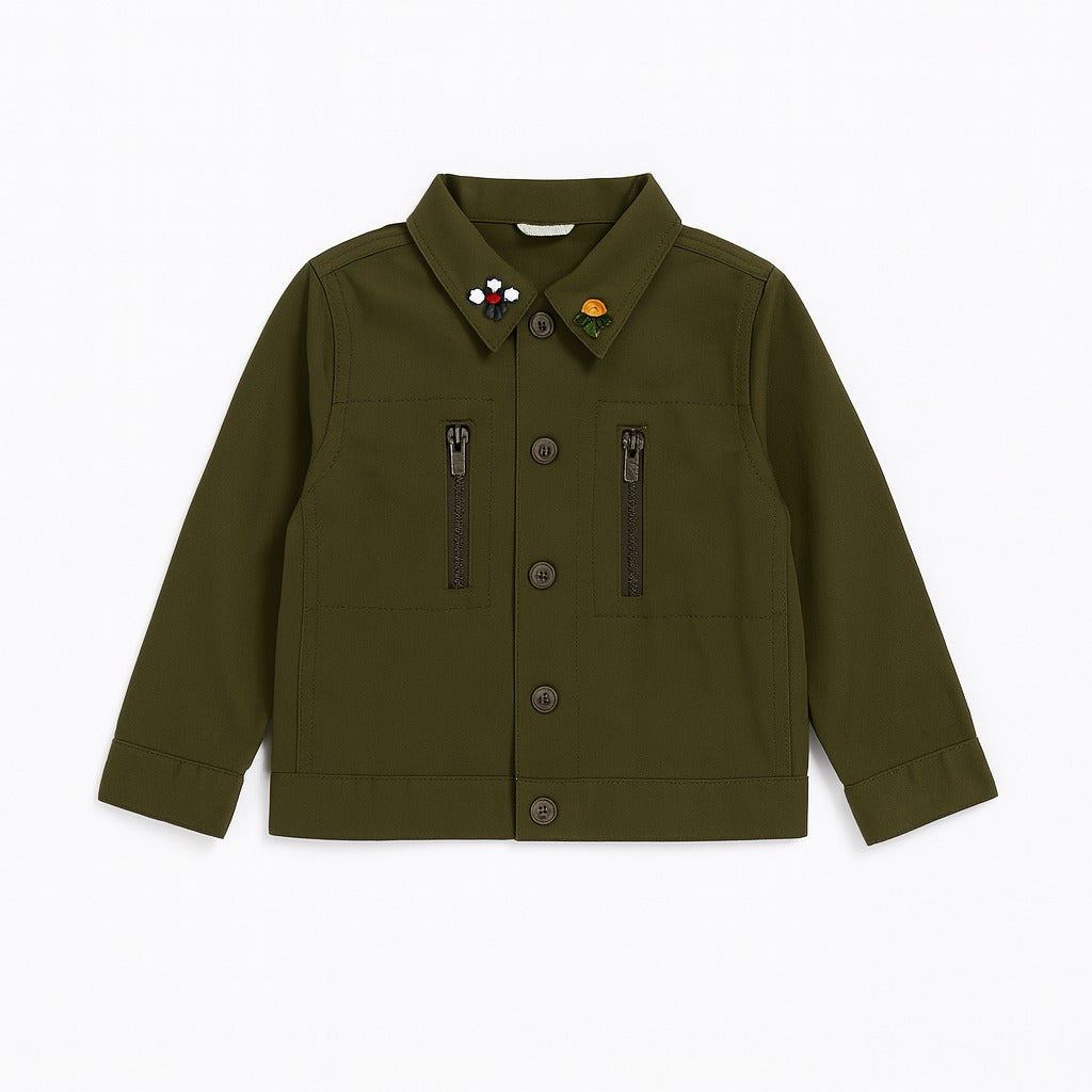 Girls embroided non denim jacket