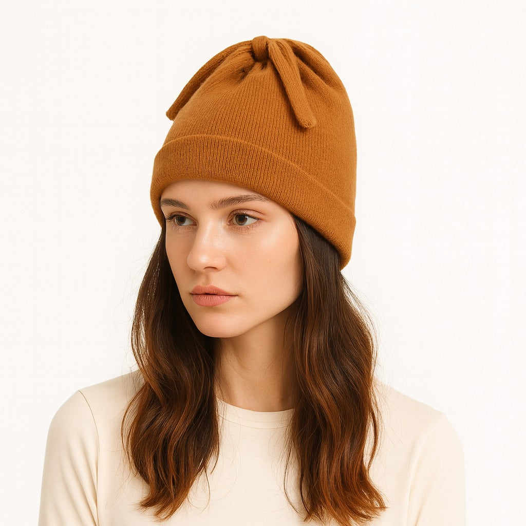 Women brown bow cap